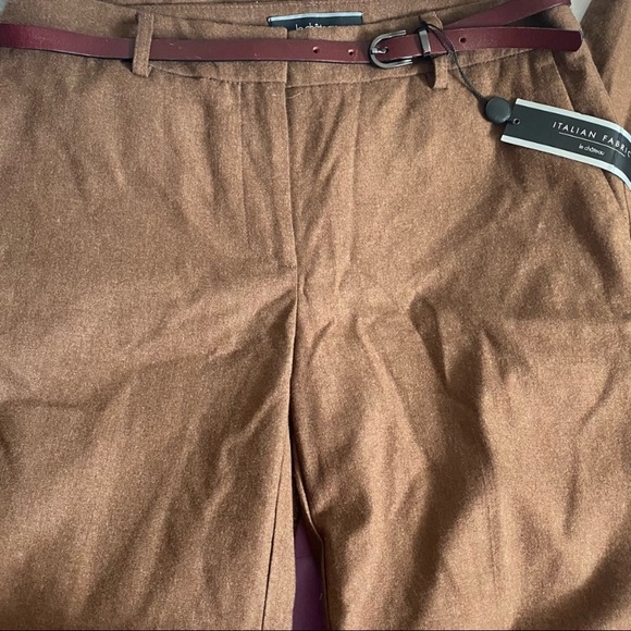 Apparel Brown Belted Wide-Leg High Rise Pants New - Picture 2 of 8